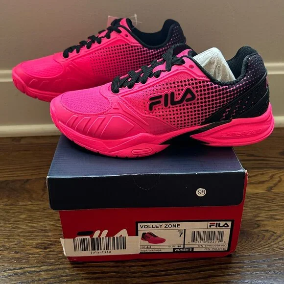 Fila Women’s Volley Zone PICKLEBALL Shoes – Knockout Pink/Black – Size 7, NEW
